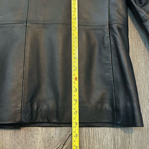 Womens Black Genuine Leather Jacket Size XL Three Buttons Pockets Massini coat - Picture 5 of 6